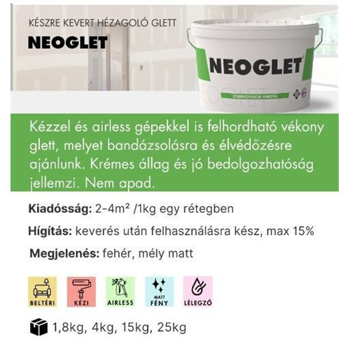 airless NEOGLET beltéri készglett 15 kg