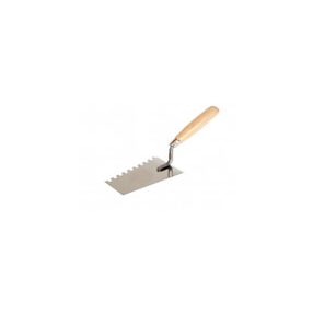   STA kőműves kanál rozsdamentes fa nyelű 160mm egyoldalt fogazott 8*8
